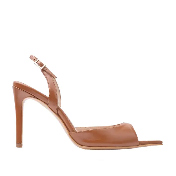 Sandale Vicky Piele Naturala, Varf Ascutit, Maron - 40 / 9.5 cm