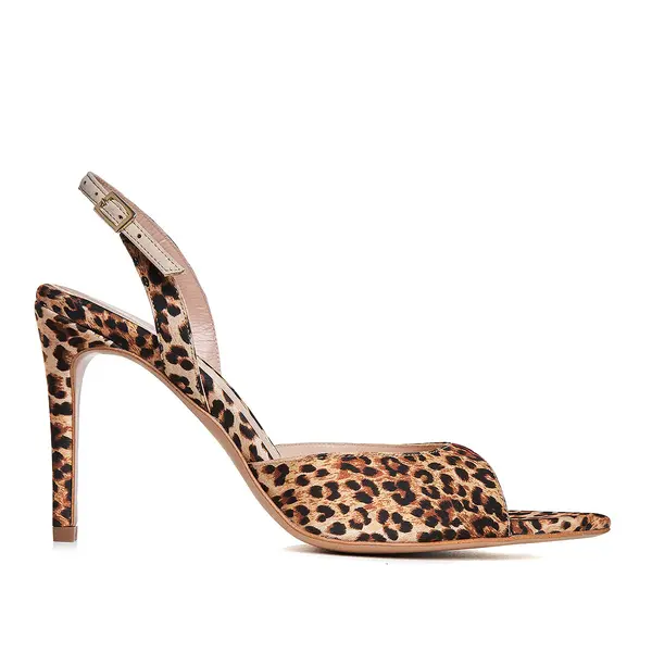 Sandale Vicky Satin, Varf Ascutit, Animal Print - 37 / 8 cm