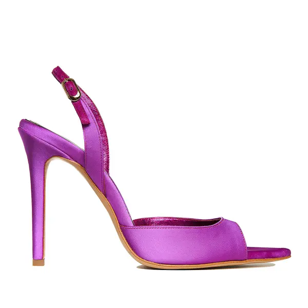 Sandale Vicky Satin, Varf Ascutit, Plum - 35 / 8 cm