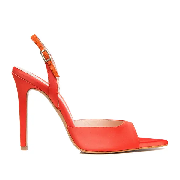 Sandale Vicky Satin, Varf Ascutit, Portocaliu - 38 / 6.5 cm