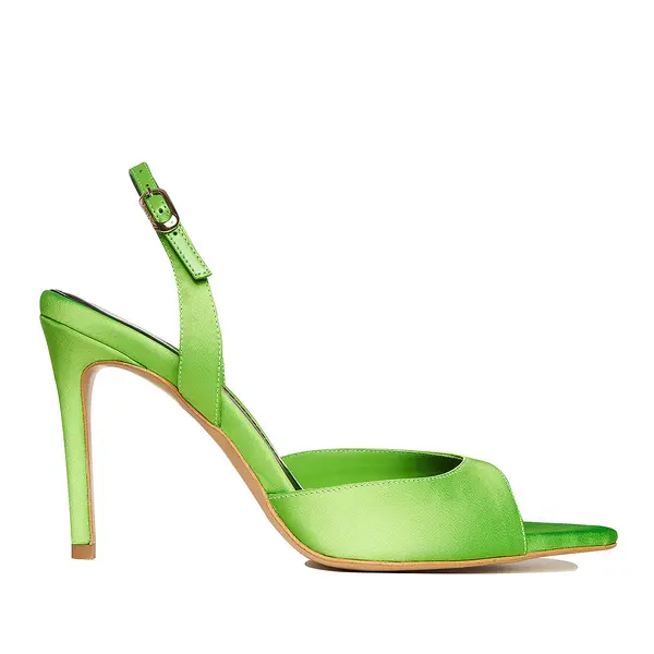 Sandale Vicky Satin, Varf Ascutit, Verzi - 42 / 11 cm