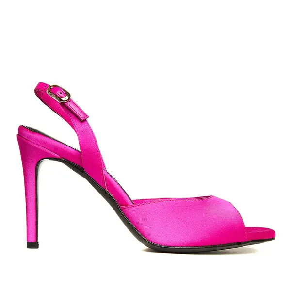 Sandale Vicky Satin, Varf Rotund, Fucsia - 38 / 8 cm