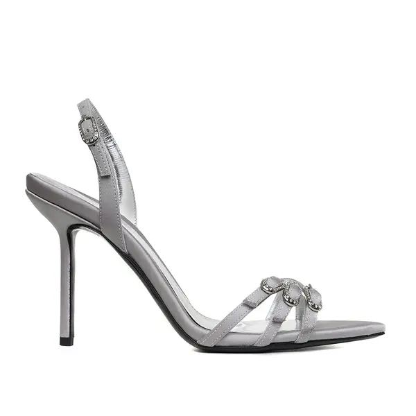 Sandale Yvy Satin, Gri-Argintiu - Premium Collection - 38 / 10 cm