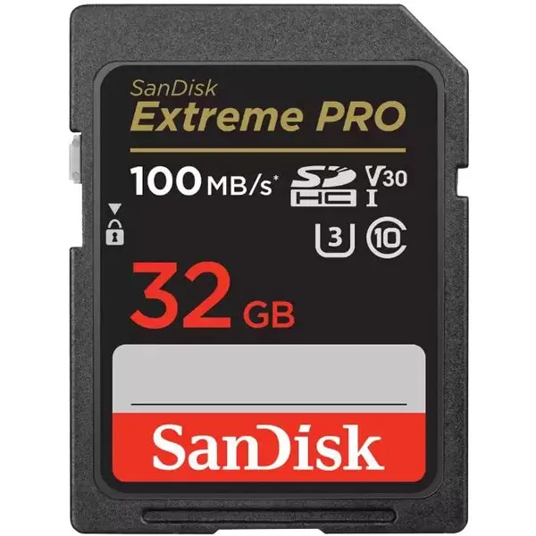 Sandisk Card de memorie SanDisk Extreme PRO 32 GB SDHC pana la 100MB/s & 90MB/s Read/Write speeds, UHS-I, Class 10, U3, V30