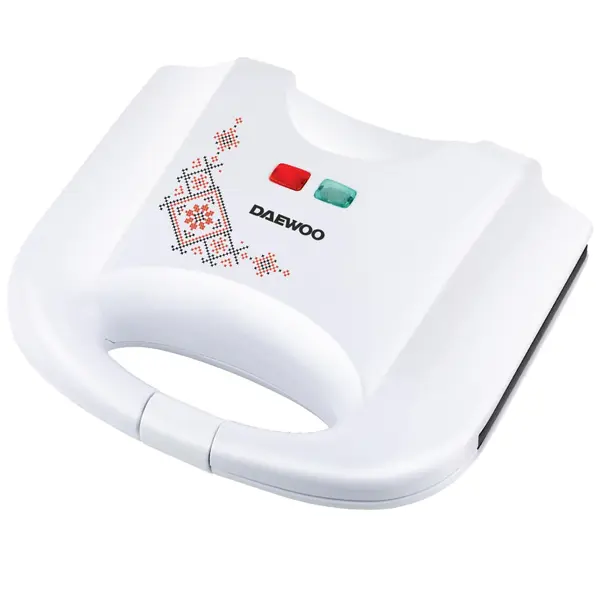 Sandwich-maker Daewoo DSM25TR, 800 W, design traditional, placi neaderente, termostat, CoolTouch, Alb