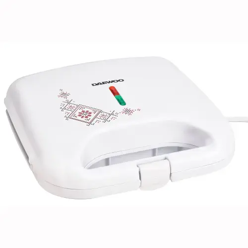 Sandwich maker Daewoo DSM25TR, 800 W, design traditional, placi neaderente, termostat, CoolTouch (Alb)