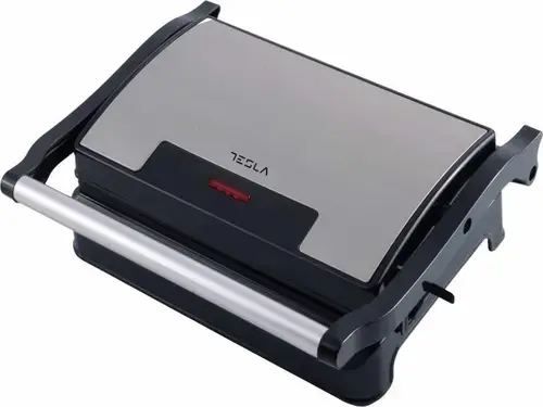Sandwich maker Tesla GR100BX, 700 W, Placi anti-aderente tip grill 23x14.5 cm (Negru/Inox)