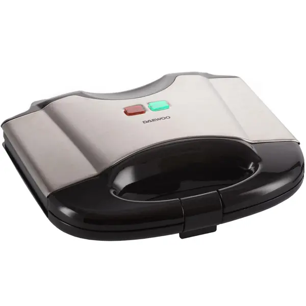 Sandwichmaker Daewoo DSM20X, 800 W, Placi neaderente, Termostat, Maner Cool Touch, Inox