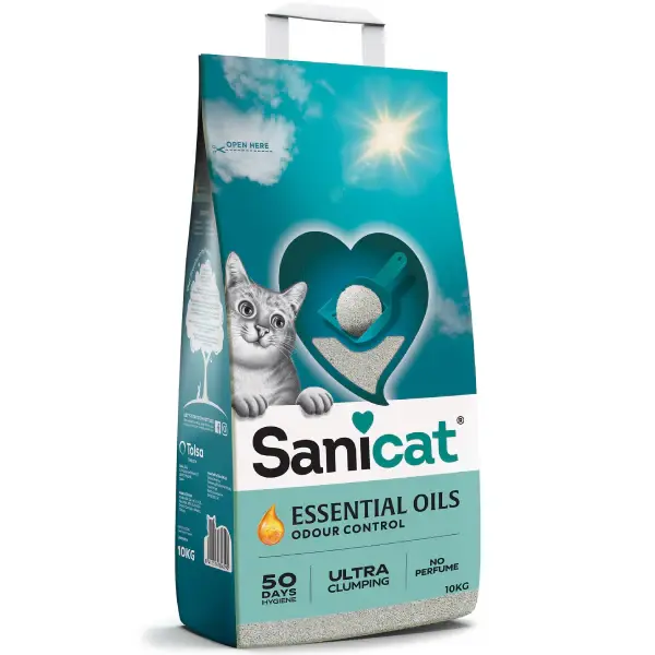 SANICAT ESSENTIAL OILS UNSCENTED WHITE 10KG Așternut fără parfum pentru pisici