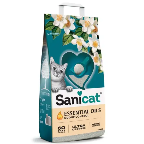 SANICAT ESSENTIAL OILS WHITE JASMINE 10KG Așternut cu parfum de iasomie