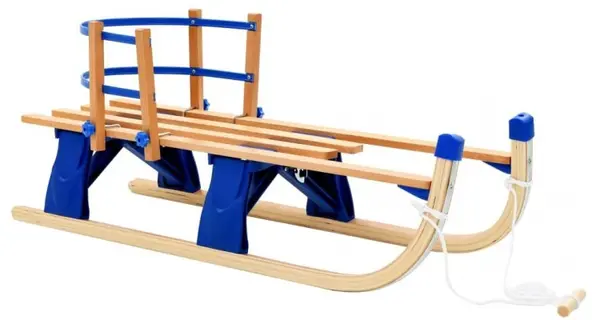 Sanie pliabila pentru zapada cu spatar, lemn, 119 cm