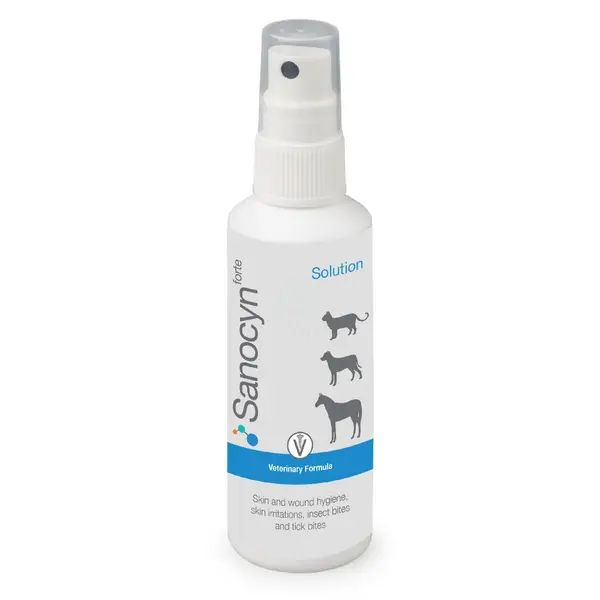 SANOCYN Forte Rani si Leziuni Cutanate, îngrijire răni soluție câini și pisici, antibacteriană, flacon, 75ml