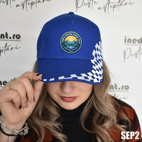 Sapca personalizata pentru adulti cu logo Tabara SEP2 ALBASTRU CU ALB, GRAND PRIX
