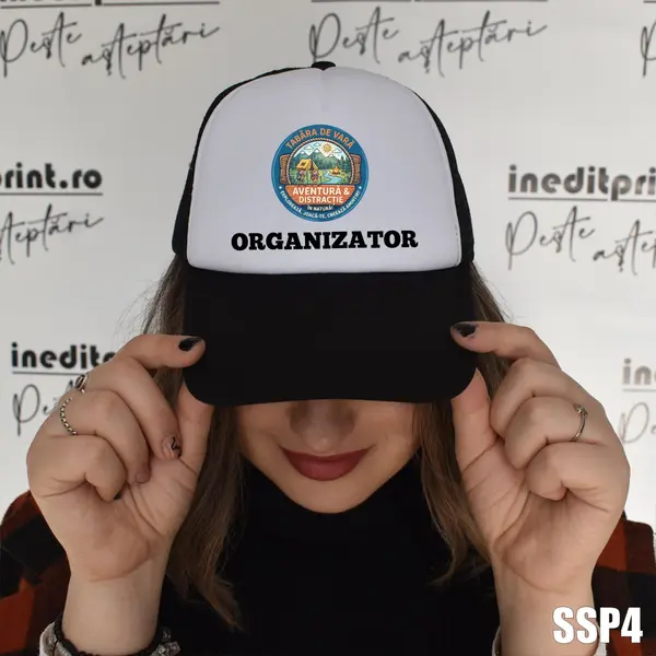 Sapca personalizata pentru adulti cu logo Tabara SSP4 Negru, TRUCKER