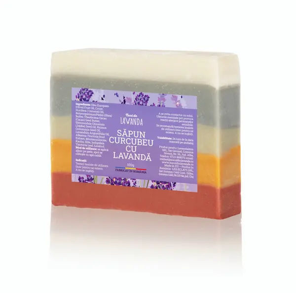 Săpun artizanal curcubeu cu lavandă, Nucul Din Lavanda, x 100gr