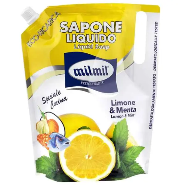 Sapun lichid rezerva eco cu lamaie & menta, 900ml, Mil Mil