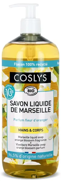 Sapun lichid si gel de dus bio de Marsilia cu flori de portocal, 1000ml, Coslys