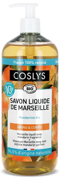 Sapun lichid si gel de dus bio de Marsilia cu mandarine, 1000ml, Coslys