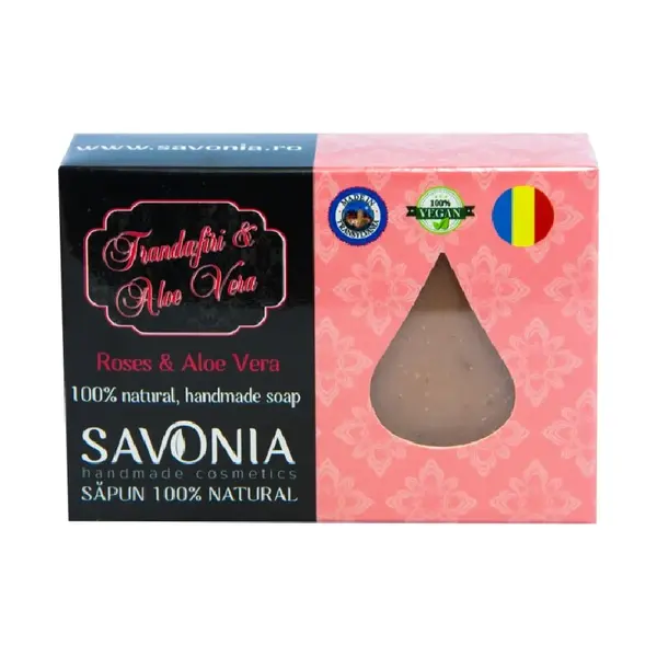 Sapun Natural Trandafiri si Aloe Vera, 90g, Savonia