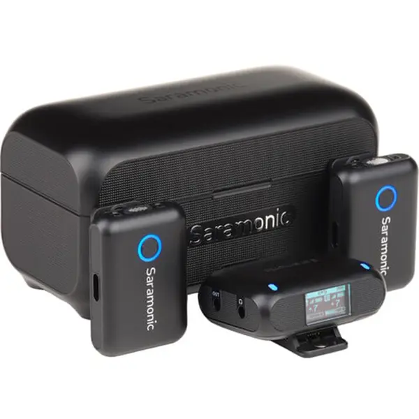 SARAMONIC Microfon Saramonic Kit microfon wireless Blink500B2+ 2TX+RX2.4 GHz display OLED carcasa incarcare 1250mAh Negru
