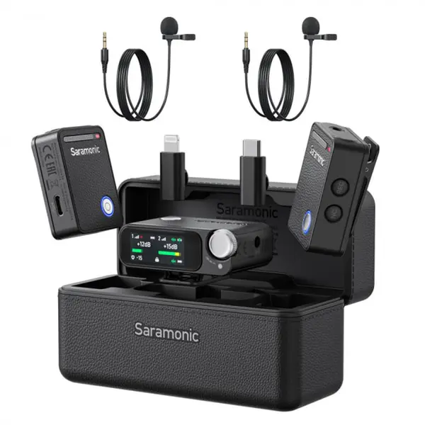 SARAMONIC Microfon wireless Saramonic Ultra 03, 1x Receiver, 2x Microfon, Lavaliere, Autonomie microfon 6 ore, Raza de actiune 250-300m, Noise canceling, Negru