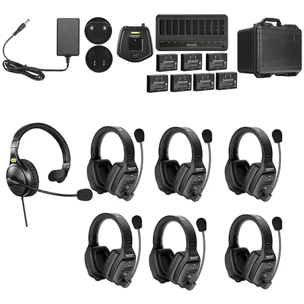 SARAMONIC Sistem intercom wireless, Saramonic WiTalk WT7D, pentru 7 persoane, Full-Duplex 1.9GHz, dual-ear