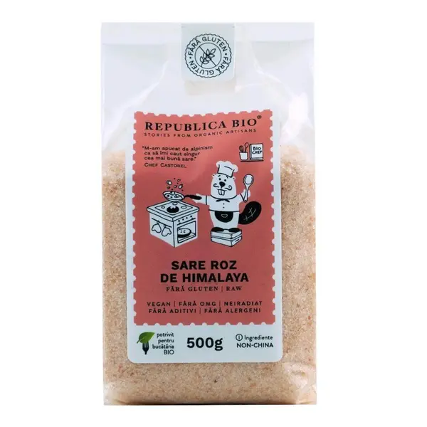 Sare fina roz de Himalaya Bio, fara gluten, 500 g, Republica Bio