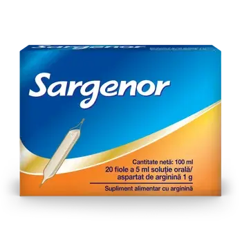 Sargenor supliment alimentar cu arginină 20 fiole x 5 ml solutie orala