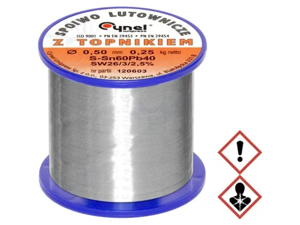 Sârmă de lipit Sn60Pb40 0,5mm 0,25kg cu plumb Ambalaj: bobină