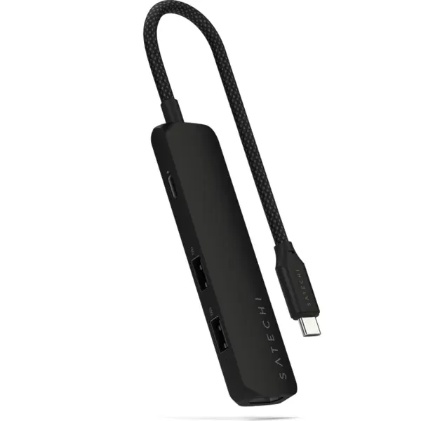 Satechi HUB USB Satechi Slim ST-P4SK 4-in-1, USB-C, HDMI 4K, Negru