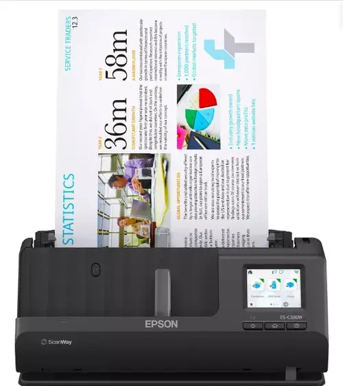 Scanner EPSON WorkForce ES-C380W, A4, 600 dpi, 30ppm, ADF, USB, Wireless (Negru)