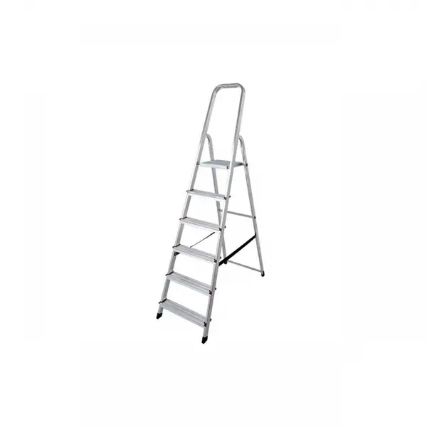 Scara dubla cu trepte pe o parte din aluminiu, Krause, Corda, 3.20m inaltime lucru, 6 trepte, pliabila