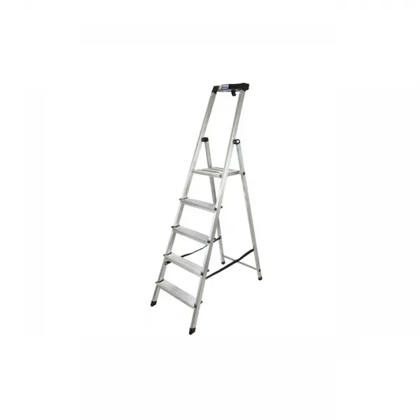 Scara dubla cu trepte pe o parte din aluminiu, Krause, Monto "Safety", 3.05m inaltime lucru, 5 trepte, pliabila