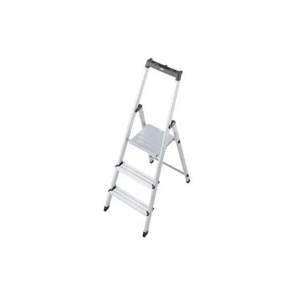 Scara dubla cu trepte pe o parte din aluminiu, Krause, Monto "Solidy", 2.65m inaltime lucru, 3 trepte, pliabila