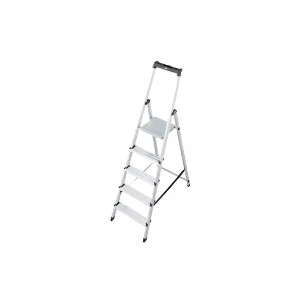 Scara dubla cu trepte pe o parte din aluminiu, Krause, Monto "Solidy", 3.05m inaltime lucru, 5 trepte, pliabila