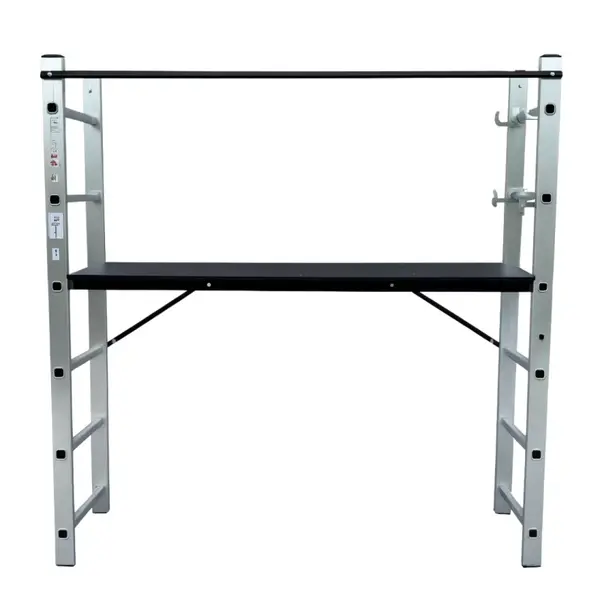 Scară Multifuncțională din aluminiu -schelă 2x7 trepte cu 2 suporți laterali de stabilizare