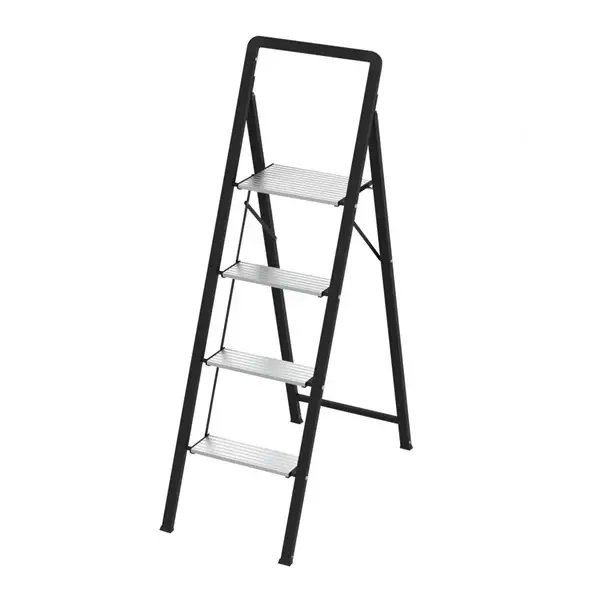 Scara pliabila aluminiu 4 trepte, DEPOX , antiderapanta, compacta, negru, 138 cm