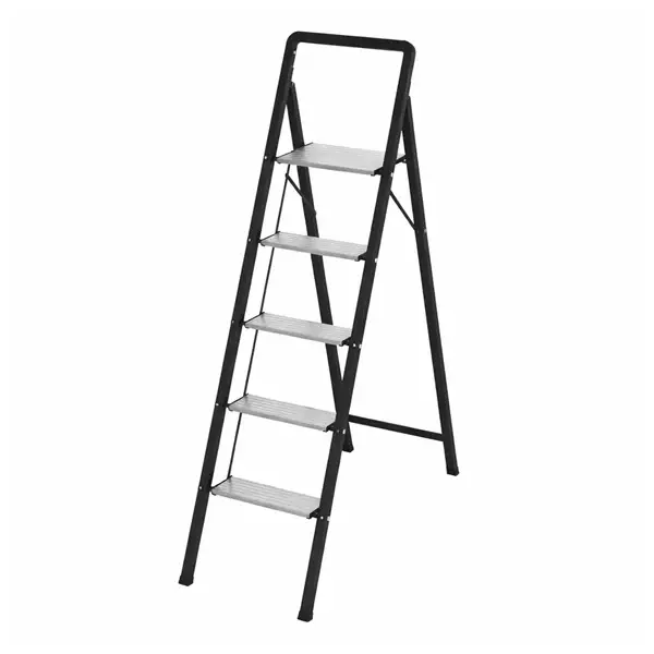 Scara pliabila aluminiu 5 trepte, DEPOX , antiderapanta, compacta, negru, 157 cm