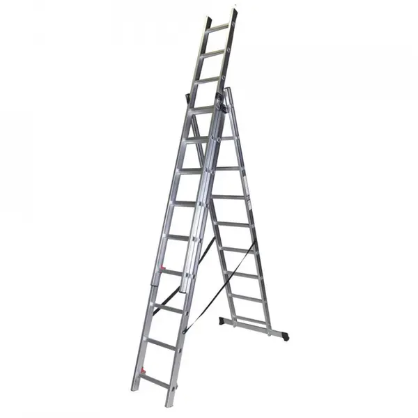 Scara tripla din aluminiu 9 trepte, 2.53 m aluminiu Bisonte