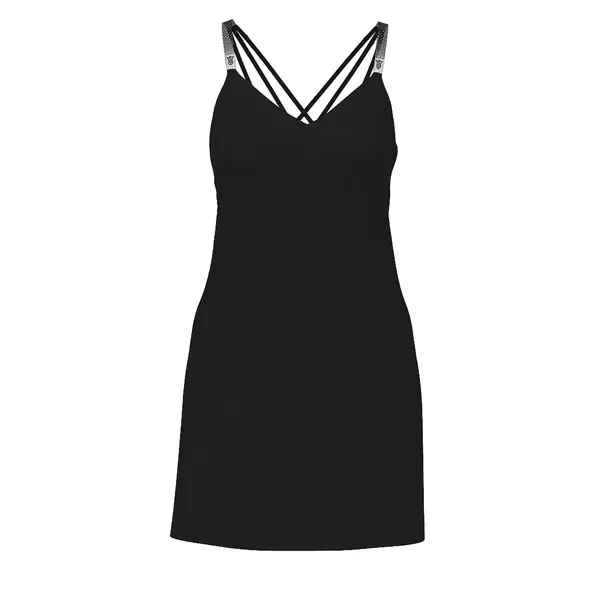 Scattered shine strap satin strappy-back slip - black M