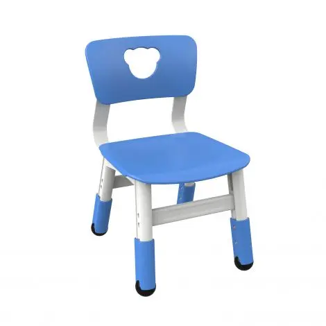 Scaun alb - albastru din plastic pentru gradinita, reglabil mas 1-2