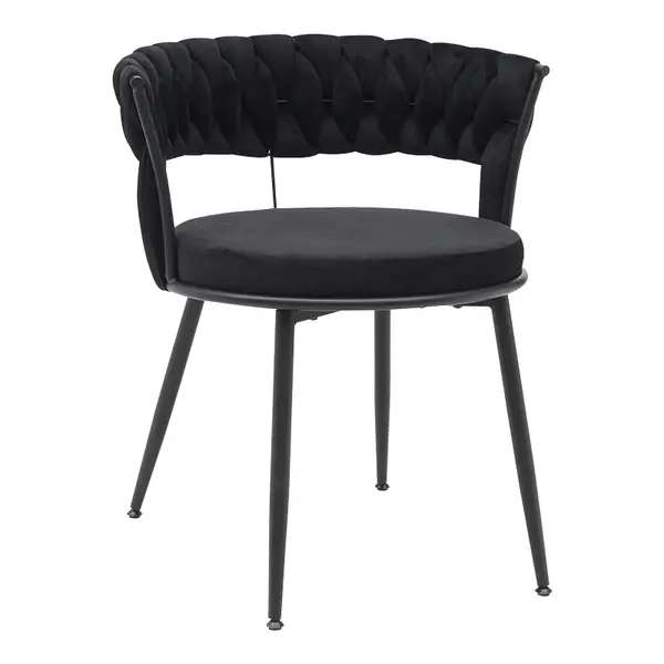 Scaun Alkia din catifea, neagra, 60x57x68 cm