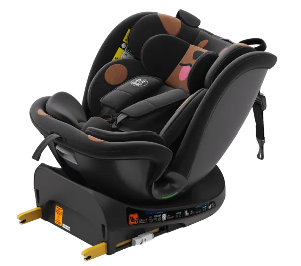 Scaun auto Buf Boof B-Joy Deluxe BlackDog iSize cu isofix, pozitie somn 155 grade, rotativ 360 grade, 40-150 cm