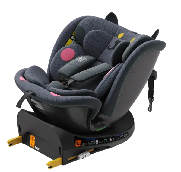 Scaun auto Buf Boof B-Joy Deluxe DarkGreyCat iSize cu isofix, pozitie somn 155 grade, rotativ 360 grade, 40-150 cm