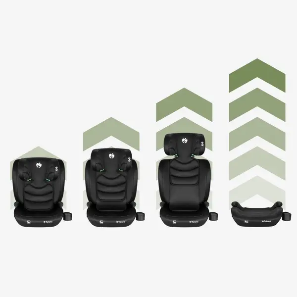 Scaun auto copii 2in1 I-Size Tulano Joy 20 Black 100-150 cm cu spatar detasabil,certificat ECE R129,suport pahar si 2 parasolare incluse,tetiera reglabila 13 pozitii distincte