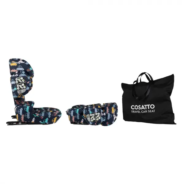 Scaun auto Cosatto Ninja i-Go Beep Beep 100x150 cm, i-Size, pliere compacta, testare ADAC, material eco, tetiera reglabila, huse detasabile, geanta de transport