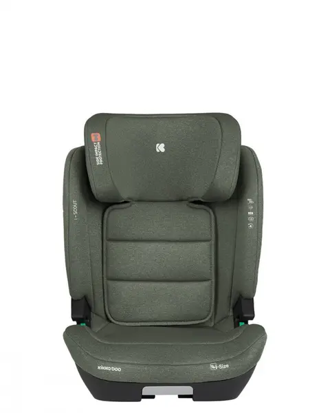 Scaun auto cu isofix KikkaBoo i-Scout Army Green i-SIZE 100-150 cm,SPS-sistem de protectie impact lateral,spatar reglabil in 4 pozitii,tetiera reglabila in 10 pozitii,conectori isofix telescopici cu sistem vizual verificare