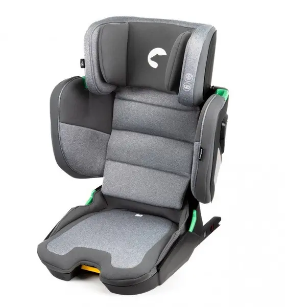 Scaun auto cu isofix pentru copii, Kidnort, model pliabil, cu Tetiera reglabila, 100-150 cm i-SIZE R-129 Mane Gray