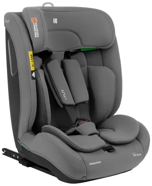 Scaun auto KikkaBoo - i-Flit, IsoFix, i-Size, 76-150 cm, Light Grey