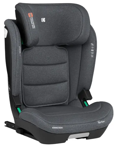 Scaun auto KikkaBoo - i-Scout, IsoFix, i-Size, 100-150 cm, gri închis